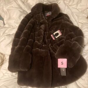 vince camuto faux fur coat chocolate brown spring easter